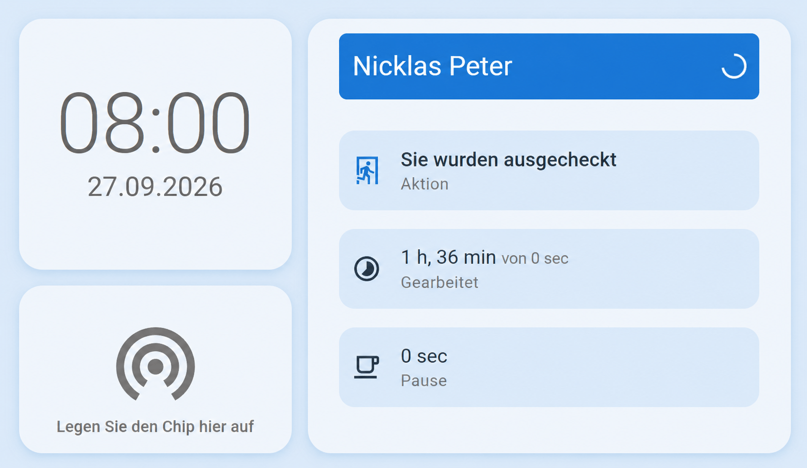 Timatra Zeiterfassung am Terminal in einer Arztpraxis